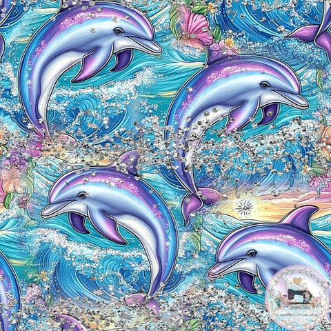 PRE ORDER - Glitter Dolphins - Fabric Fabric