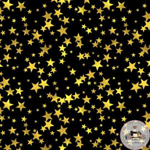PRE ORDER - Gold Stars on Black - Fabric Fabric