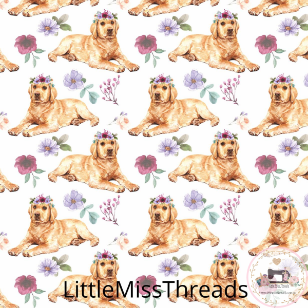 PRE ORDER - Golden Retriever Pups - Fabric - Fabric from [store] by Little Miss Threads - 