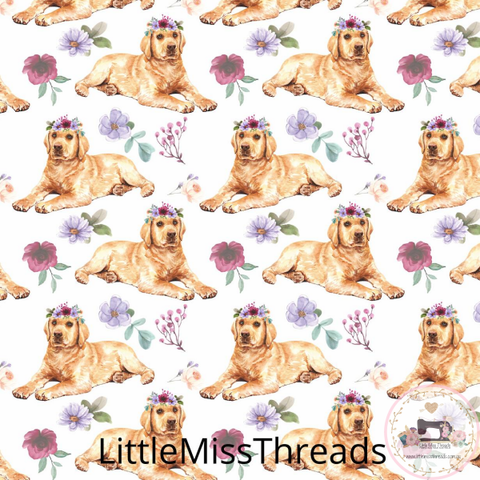 PRE ORDER - Golden Retriever Pups - Fabric - Fabric from [store] by Little Miss Threads - 