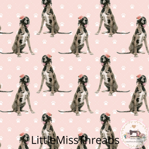 PRE ORDER - Great Dane Pink Pups - Fabric - Fabric from [store] by Little Miss Threads - 