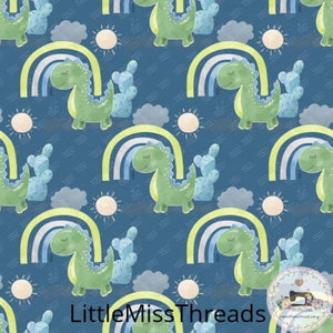 PRE ORDER - Green Baby Dino Blue - Fabric - Fabric from [store] by Little Miss Threads - 