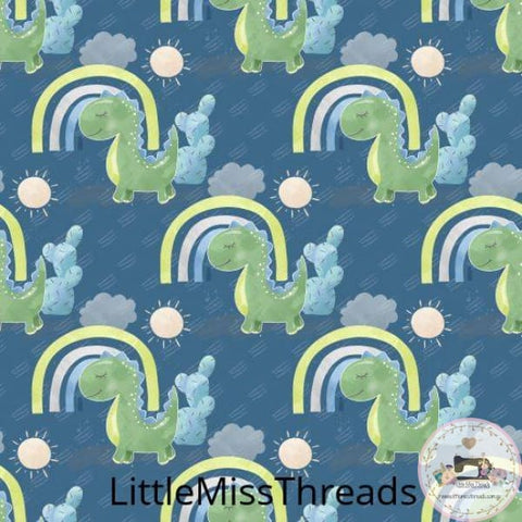 PRE ORDER - Green Baby Dino Blue - Fabric - Fabric from [store] by Little Miss Threads - 