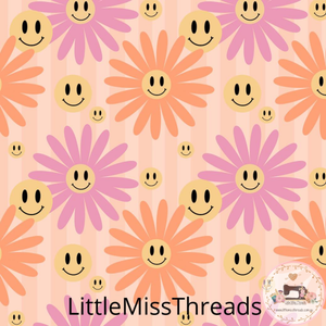 PRE ORDER - Groovy Floral Pastel Smiles - Fabric - Fabric from [store] by Little Miss Threads - 