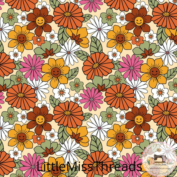 PRE ORDER - Groovy Floral Yellow Large - Fabric - Fabric from [store] by Little Miss Threads - 