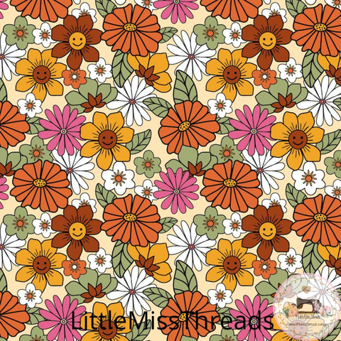 PRE ORDER - Groovy Floral Yellow Large - Fabric - Fabric from [store] by Little Miss Threads - 
