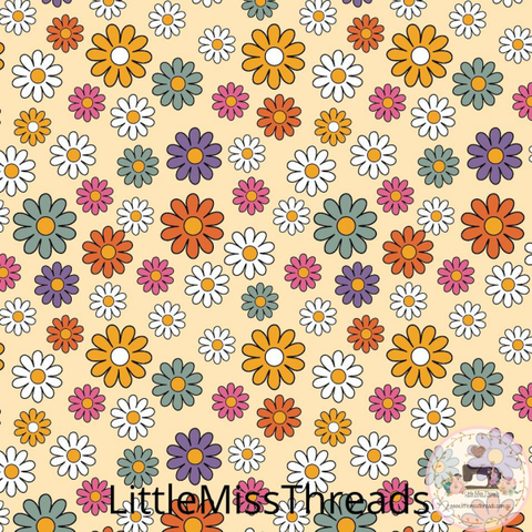 PRE ORDER - Groovy Floral Yellow Small - Fabric - Fabric from [store] by Little Miss Threads - 