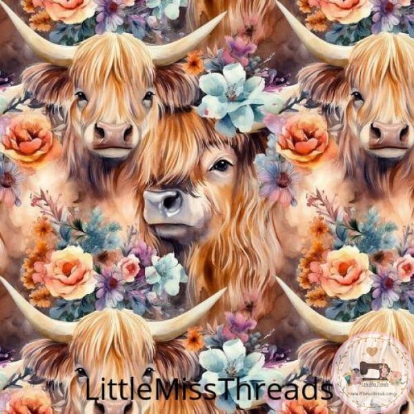 PRE ORDER - Hairy Cow Floral - Fabric - Fabric from [store] by Little Miss Threads - 
