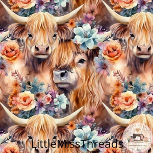 PRE ORDER - Hairy Cow Floral - Fabric - Fabric from [store] by Little Miss Threads - 
