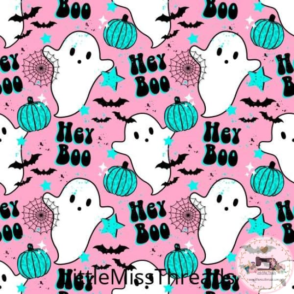 PRE ORDER - Hey Boo Pink Halloween - Fabric - Fabric from [store] by Little Miss Threads - Halloween