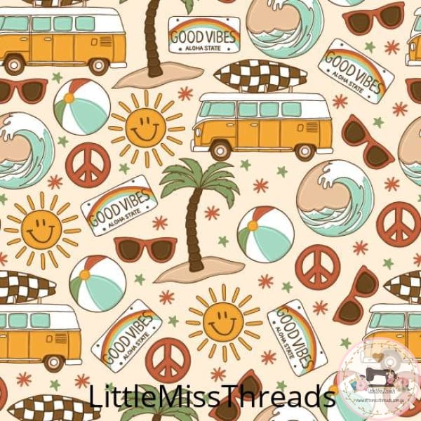 PRE ORDER - Hippie Bus Good Vibes - Fabric - Fabric from [store] by Little Miss Threads - 