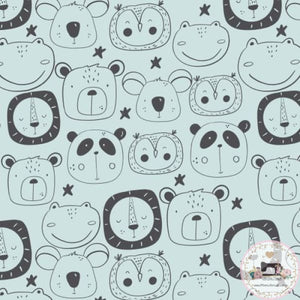 PRE ORDER Ice Giggle Animal Faces Fabric Fabric