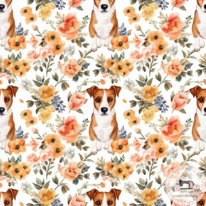 PRE ORDER - Jack-Russell Floral 1 - Fabric Fabric
