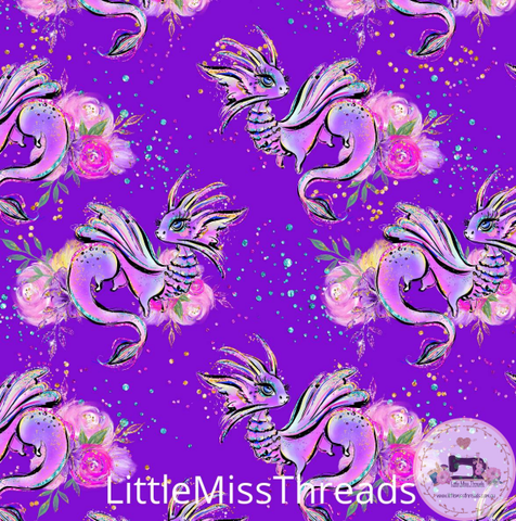 PRE ORDER - Land of Magic Purple Dragons - Fabric - Fabric from [store] by Little Miss Threads - 