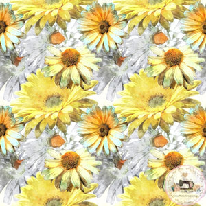 PRE ORDER - Large Daisy Floral Yellow and White - Fabric Fabric