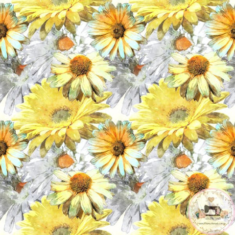 PRE ORDER - Large Daisy Floral Yellow and White - Fabric Fabric