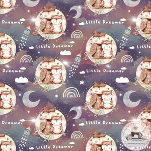 PRE ORDER - Little Dreamer Rocket Owl - Fabric Fabric