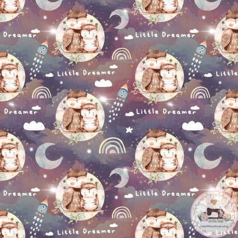 PRE ORDER - Little Dreamer Rocket Owl - Fabric Fabric