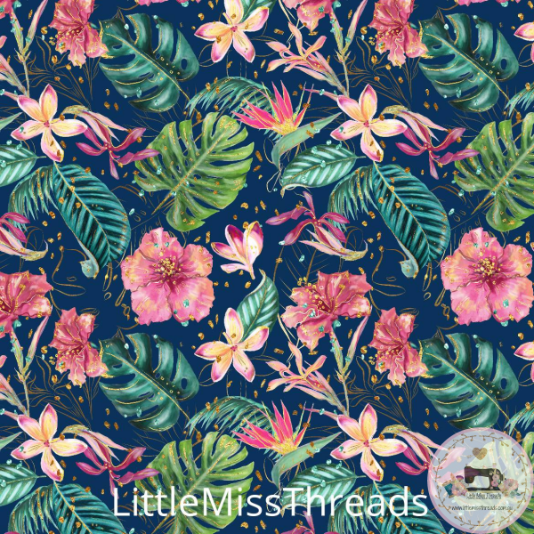 PRE ORDER - Lush Tropics Navy Floral - Fabric - Fabric from [store] by Little Miss Threads - 