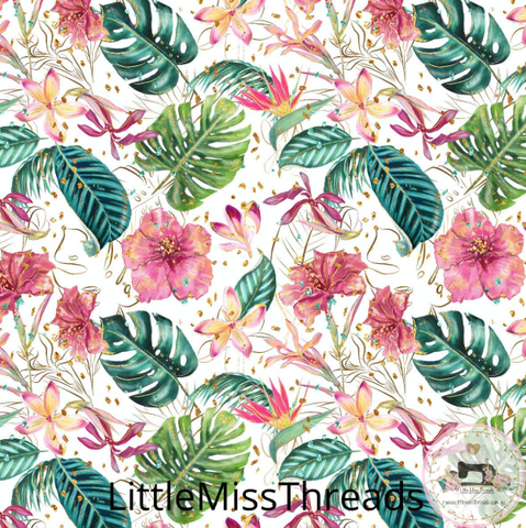PRE ORDER - Lush Tropics White Floral - Fabric - Fabric from [store] by Little Miss Threads - 