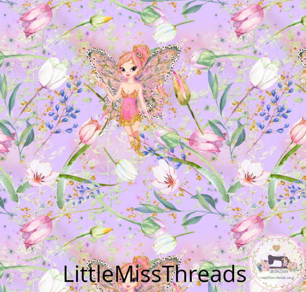 PRE ORDER - Magical Garden Lavender Fairies - Fabric - Fabric from [store] by Mini Mooches - 