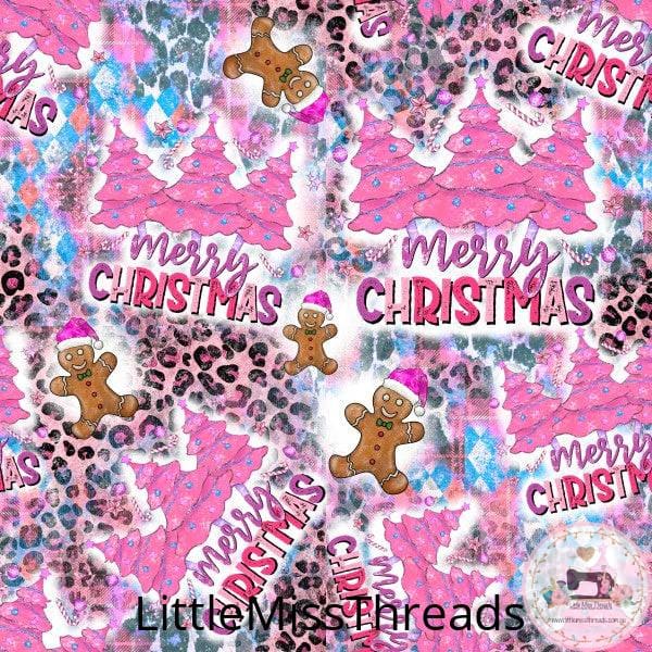 PRE ORDER - Merry Christmas Pink Trees - Fabric - Fabric from [store] by Little Miss Threads - 