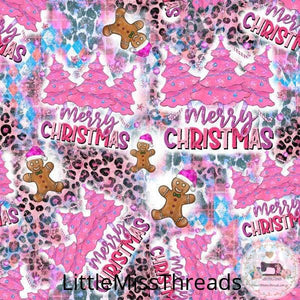 PRE ORDER - Merry Christmas Pink Trees - Fabric - Fabric from [store] by Little Miss Threads - 