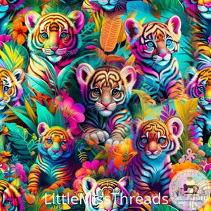 PRE ORDER - Multicolour Tigers - Fabric - Fabric from [store] by Little Miss Threads - 