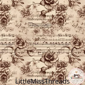 PRE ORDER - Musical Notes and Flowers - Fabric - Fabric from [store] by Little Miss Threads - 