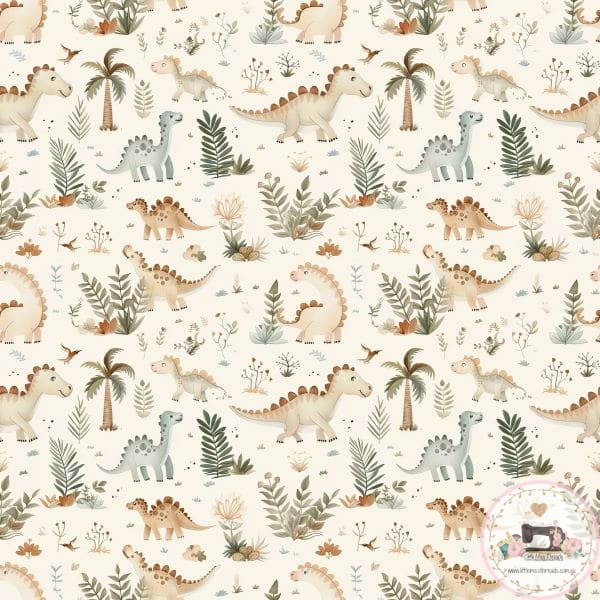 PRE ORDER - Neutral Smiley Dinos - Fabric Fabric
