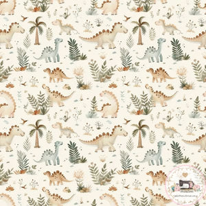 PRE ORDER - Neutral Smiley Dinos - Fabric Fabric