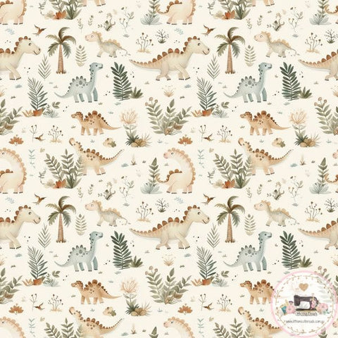 PRE ORDER - Neutral Smiley Dinos - Fabric Fabric