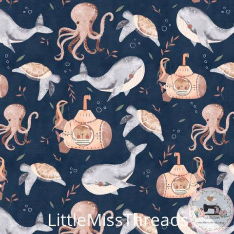 PRE ORDER - Ocean Salt In Navy - Fabric - Fabric from [store] by Little Miss Threads - 