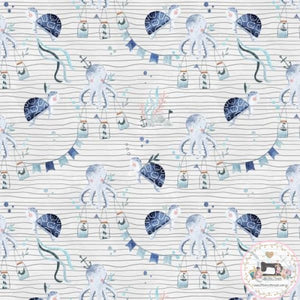 PRE ORDER - Octopus Grey Stripe - Fabric Fabric