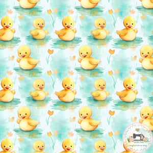 PRE ORDER - Painted Ducklings on Pond - Fabric Fabric
