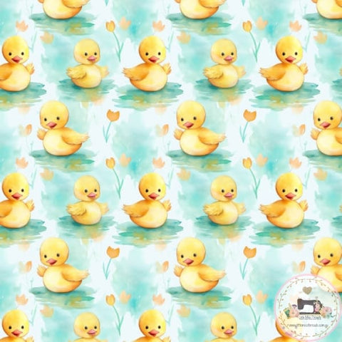 PRE ORDER - Painted Ducklings on Pond - Fabric Fabric
