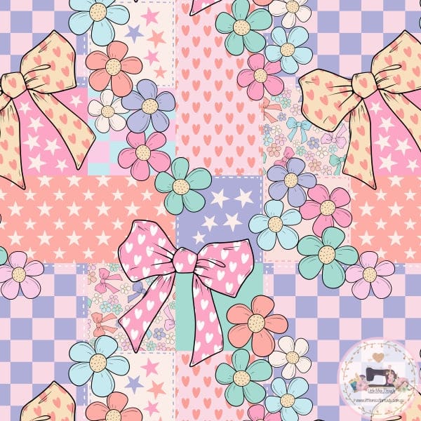 PRE ORDER - Patchwork Floral Bow - Fabric Fabric