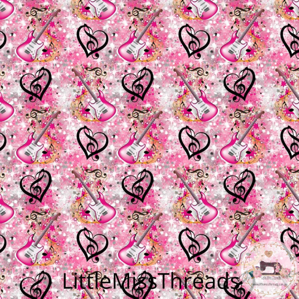 PRE ORDER - Pink Guitars - Fabric - Fabric from [store] by Little Miss Threads - 
