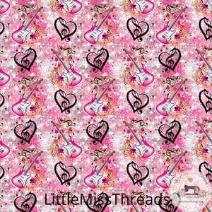PRE ORDER - Pink Guitars - Fabric - Fabric from [store] by Little Miss Threads - 