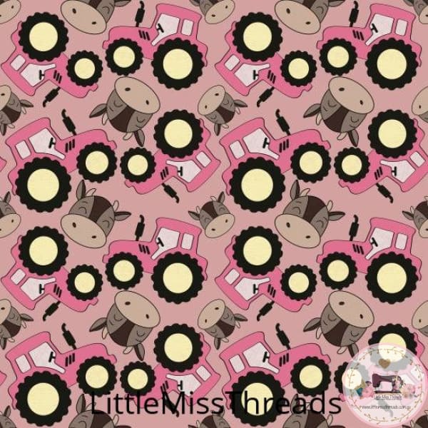 PRE ORDER - Pink Tractor - Fabric - Fabric from [store] by Little Miss Threads - 