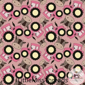 PRE ORDER - Pink Tractor - Fabric - Fabric from [store] by Little Miss Threads - 