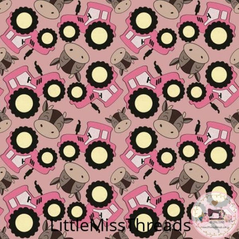 PRE ORDER - Pink Tractor - Fabric - Fabric from [store] by Little Miss Threads - 