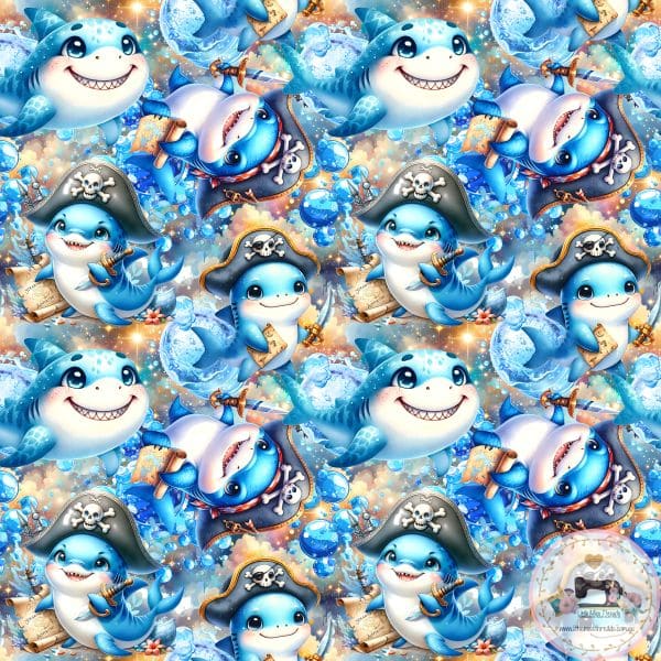 PRE ORDER - Pirate Sharks - Fabric Fabric