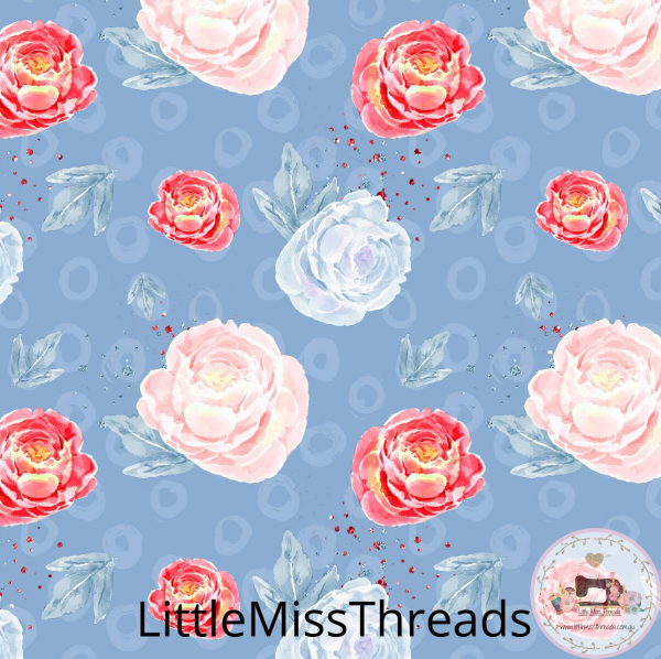 PRE ORDER - Mary Poppins Blue Floral - Fabric - Fabric from [store] by Little Miss Threads - 