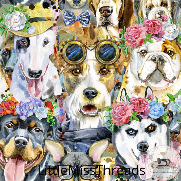 PRE ORDER - Pup Flowers - Fabric - Fabric from [store] by Little Miss Threads - 