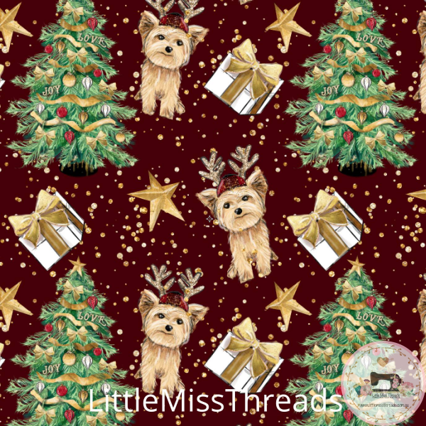 PRE ORDER - Puppy Christmas Trees - Fabric - Fabric from [store] by Mini Mooches - 
