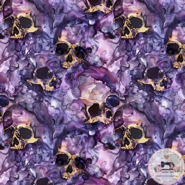 PRE ORDER - Purple Goth Skull - Fabric Fabric