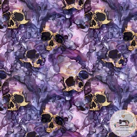 PRE ORDER - Purple Goth Skull - Fabric Fabric