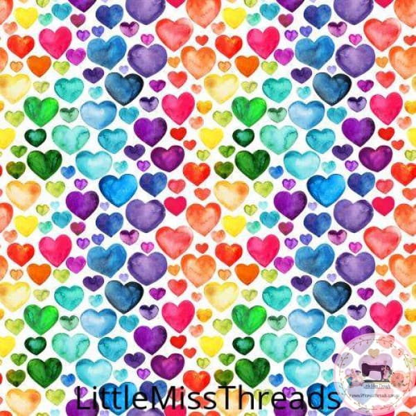 PRE ORDER - Rainbow Coloured Hearts - Fabric - Fabric from [store] by Little Miss Threads - 