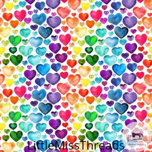 PRE ORDER - Rainbow Coloured Hearts - Fabric - Fabric from [store] by Little Miss Threads - 